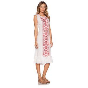 Tularosa White Red Kirsten Midi Dress from Revolve sz S